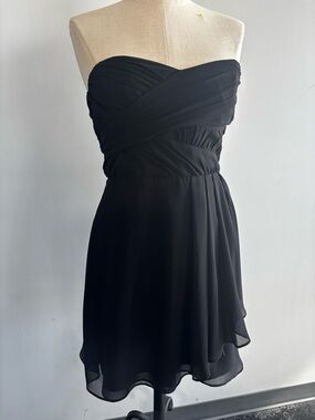 Express Black Strapless Chiffon Party Dress